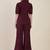 burgundy puff sleeve blazer co-ord set with wide pants