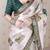 Green printed tussar silk printed saree with blouse