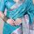 Sky blue printed tussar silk printed saree with blouse