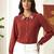 maroon embroidered collar button-down shirt
