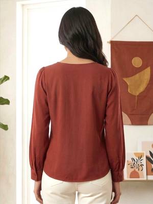 maroon embroidered collar button-down shirt 4