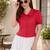 Women’s pink solid top with ruffle peter pan collar & puff sleeves | stylish casual & party wear blouse