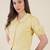 Women’s yellow solid top with ruffle peter pan collar & puff sleeves | stylish casual & party wear blouse