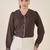 brown crepe shirt with lace detail & embroidered cuffs