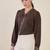 brown crepe shirt with lace detail & embroidered cuffs