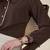 brown crepe shirt with lace detail & embroidered cuffs