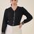 black crepe shirt with lace detail & embroidered cuffs