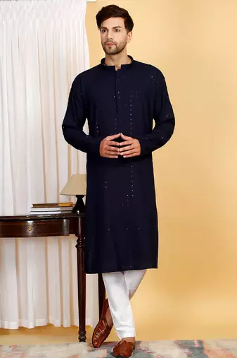 Elegant black kurta set with sequins detailing