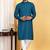Turquoise embroidered kurta set with sequins highlights