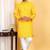 Yellow embroidered kurta set with sequins highlights