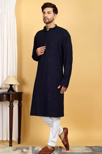 Elegant black kurta set with sequins detailing