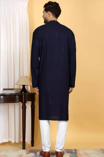 Elegant black kurta set with sequins detailing