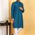 Turquoise embroidered kurta set with sequins highlights