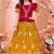  Girls Rani Pink & Mustard Silk Peplum Lehenga Choli Set with Gold Zari Work