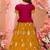  Girls Rani Pink & Mustard Silk Peplum Lehenga Choli Set with Gold Zari Work
