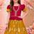  Girls Rani Pink & Mustard Silk Peplum Lehenga Choli Set with Gold Zari Work