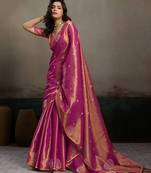 Elegant tissue silk saree with unstitched blouse | lightweight festive & party wear saree