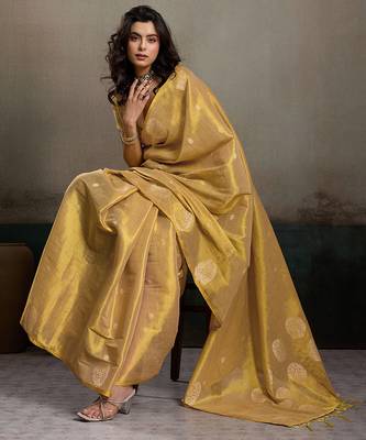 Elegant tissue silk blend saree with unstitched blouse | lightweight festive & party wear saree 5