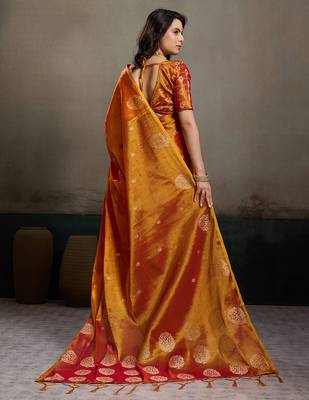 Elegant tissue silk blend saree with unstitched blouse | lightweight festive & party wear saree 5