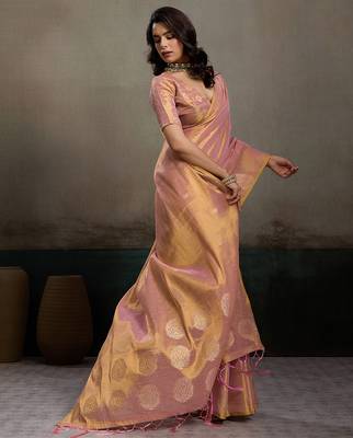Elegant tissue silk blend saree with unstitched blouse | lightweight festive & party wear saree 3