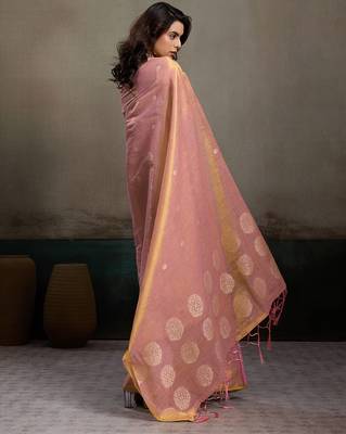Elegant tissue silk blend saree with unstitched blouse | lightweight festive & party wear saree 5
