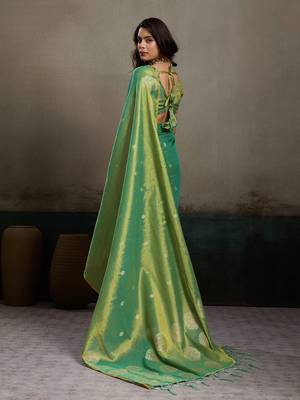 Elegant tissue silk blend saree with unstitched blouse | lightweight festive & party wear saree 3