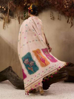  jamdani soft muga cotton saree with resham weaving & zari border | elegant floral pallu saree 3