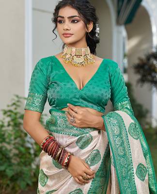 Elegant silk blend saree with unstitched blouse | lightweight festive & party wear saree 2
