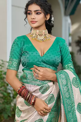 Elegant silk blend saree with unstitched blouse | lightweight festive & party wear saree