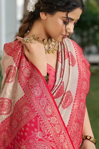 Elegant silk blend saree with unstitched blouse | lightweight festive & party wear saree
