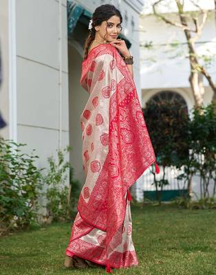 Elegant silk blend saree with unstitched blouse | lightweight festive & party wear saree 3