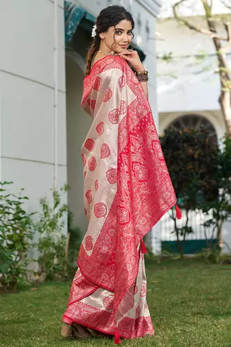 Elegant silk blend saree with unstitched blouse | lightweight festive & party wear saree
