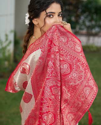 Elegant silk blend saree with unstitched blouse | lightweight festive & party wear saree 4