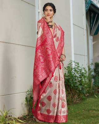 Elegant silk blend saree with unstitched blouse | lightweight festive & party wear saree 5