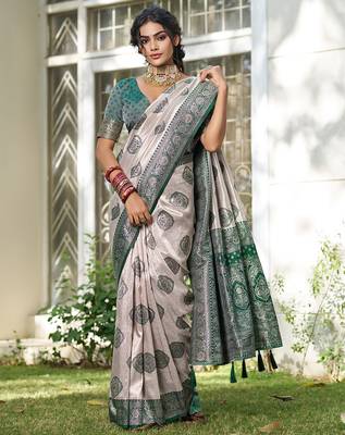 Elegant silk blend saree with unstitched blouse | lightweight festive & party wear saree 4