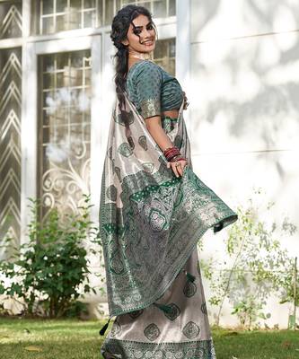 Elegant silk blend saree with unstitched blouse | lightweight festive & party wear saree 5