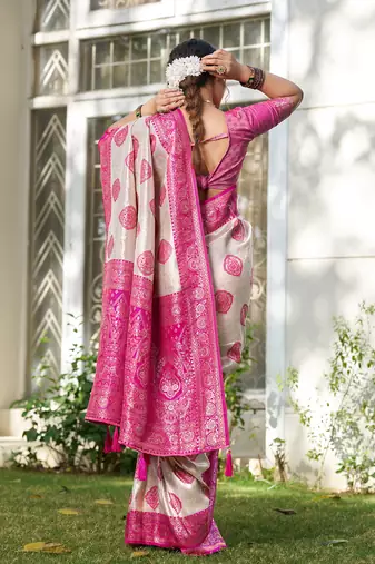 Elegant silk blend saree with unstitched blouse | lightweight festive & party wear saree