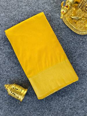 Yellow silk blend zari banarasi weaving saree with blouse 3