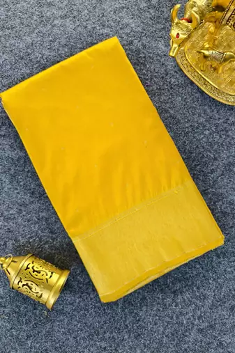 Yellow silk blend zari banarasi weaving saree with blouse