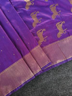 Purple silk blend zari banarasi weaving saree with blouse 1