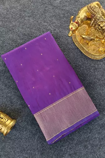 Purple silk blend zari banarasi weaving saree with blouse