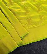 Lemon silk blend zari banarasi weaving saree with blouse