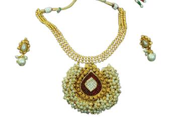 Stunning Maroon colour Gold Plated Necklace set studded with American Diamond stones 2
