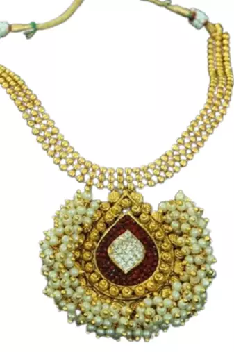 Stunning Maroon colour Gold Plated Necklace set studded with American Diamond stones