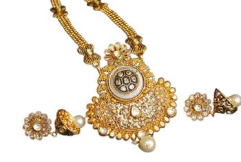 Dazzling pure copper gold tone black meenakari work necklace set 3