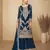 teal blue chinon embroidered palazzo suit set