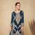 Teal blue embroidered chinon semi-stitched palazzo style salwar suit