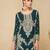 Green embroidered chinon semi-stitched palazzo style salwar suit
