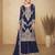 Navy blue embroidered chinon semi-stitched palazzo style salwar suit