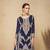 Navy blue embroidered chinon semi-stitched palazzo style salwar suit